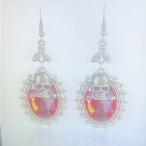 Red and Gold Daruma Doll Earrings